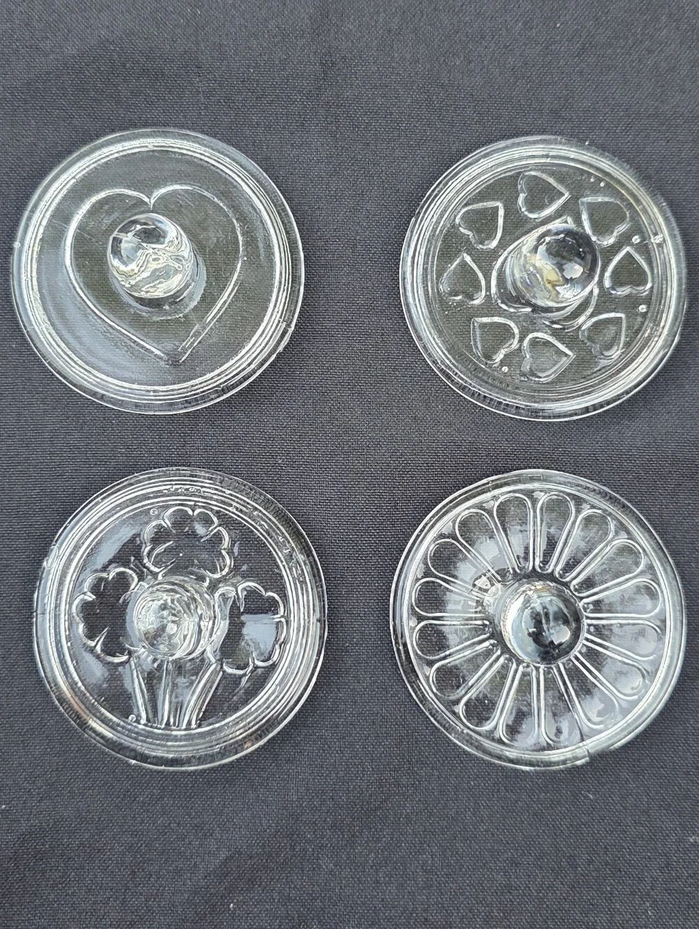 Vintage Williams Sonoma Glass Cookie Stamps Set 4 Hearts Flowers 1980s Baking